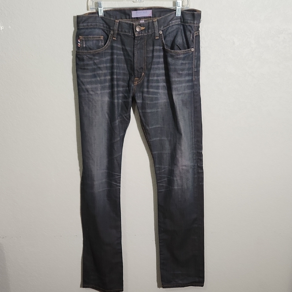 Postage Mens Jeans Modern Vintage Size 33 Blue Straight Denim Distressed